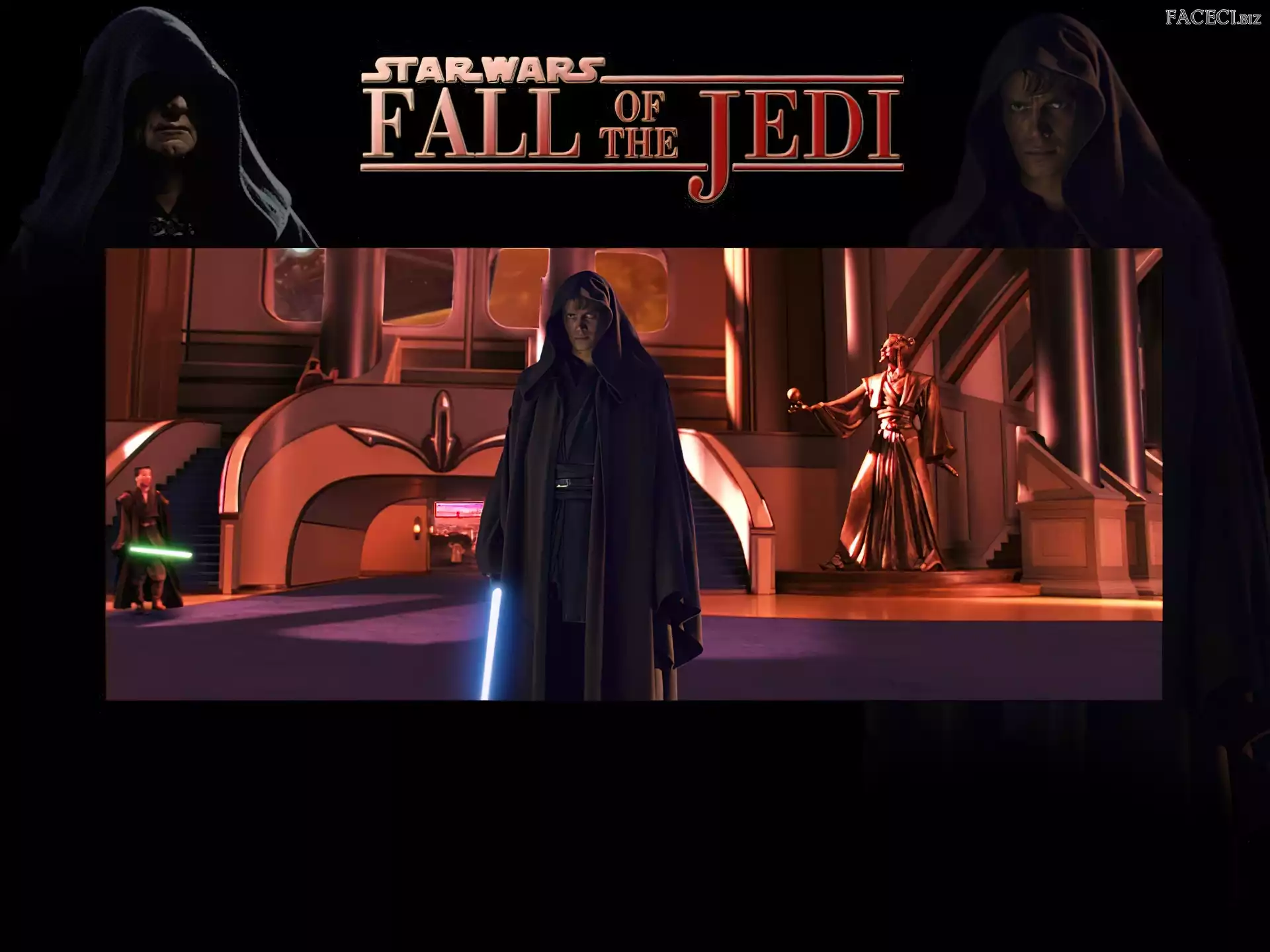 schody, laser, Hayden Christensen, Star Wars, płaszcz