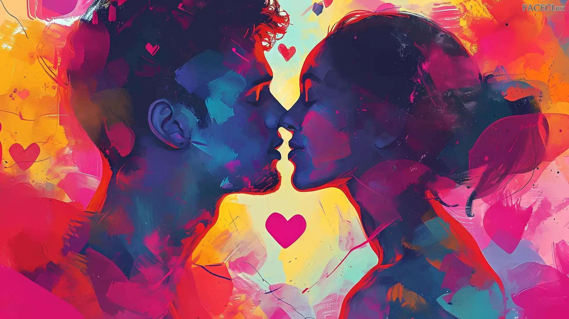 Zakochani, Miłość, Grafika, Kobieta, Mężczyzna